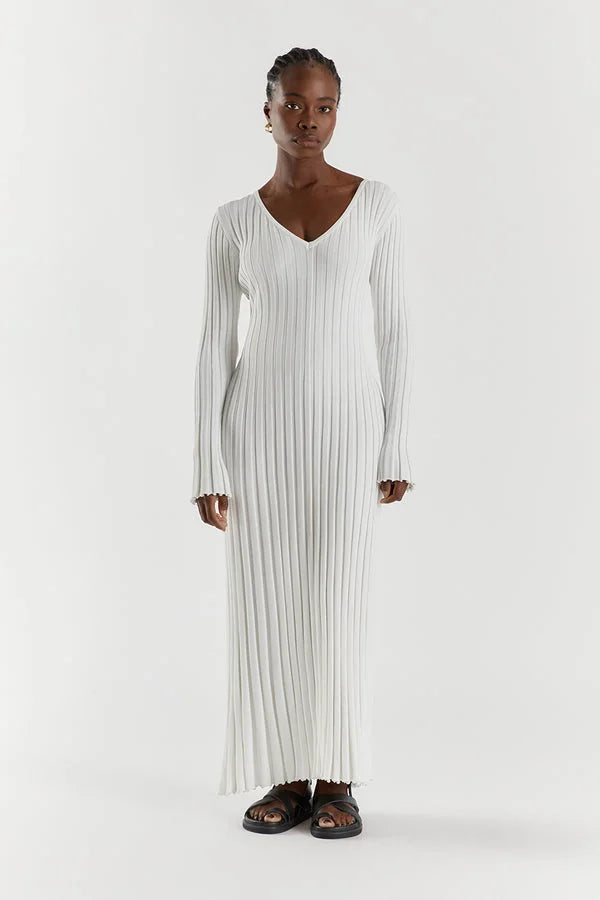 Hofstede™ | Sleeved V-Hals Gebreide Jurk