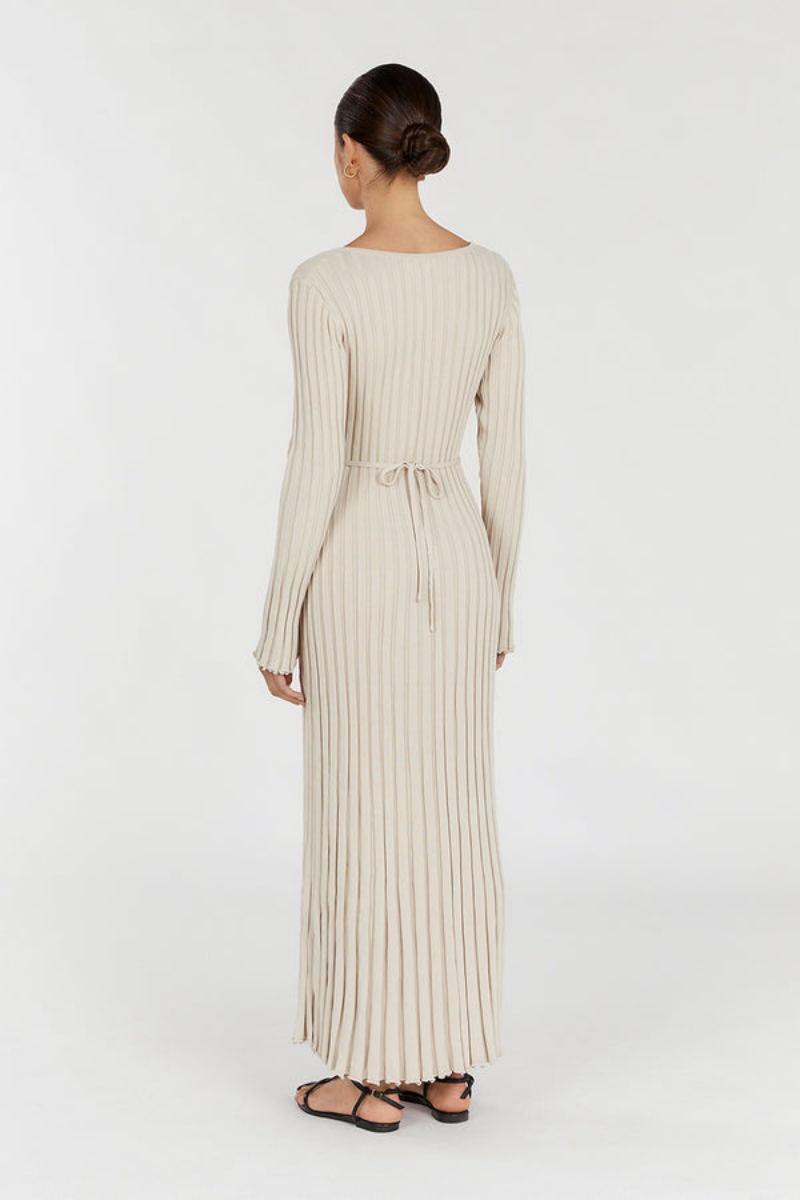 Hofstede™ | Sleeved V-Hals Gebreide Jurk